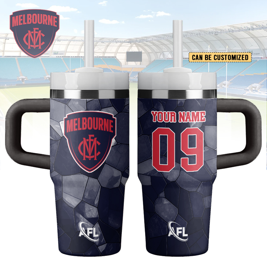 Auspiritmerch Melbourne Demons Custom Stanley Quencher 14oz Stainless Steel Tumbler With Handle