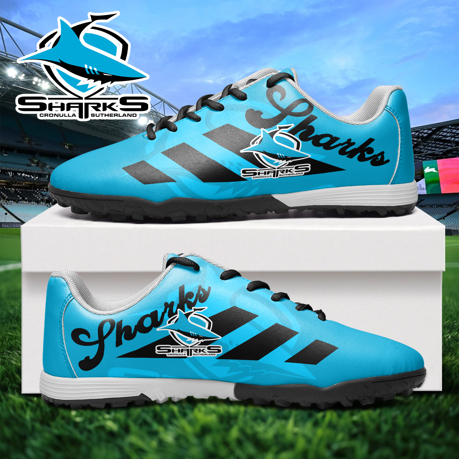 Auspiritmerch Cronulla-Sutherland Sharks Turf Football Shoes Gift For Fans