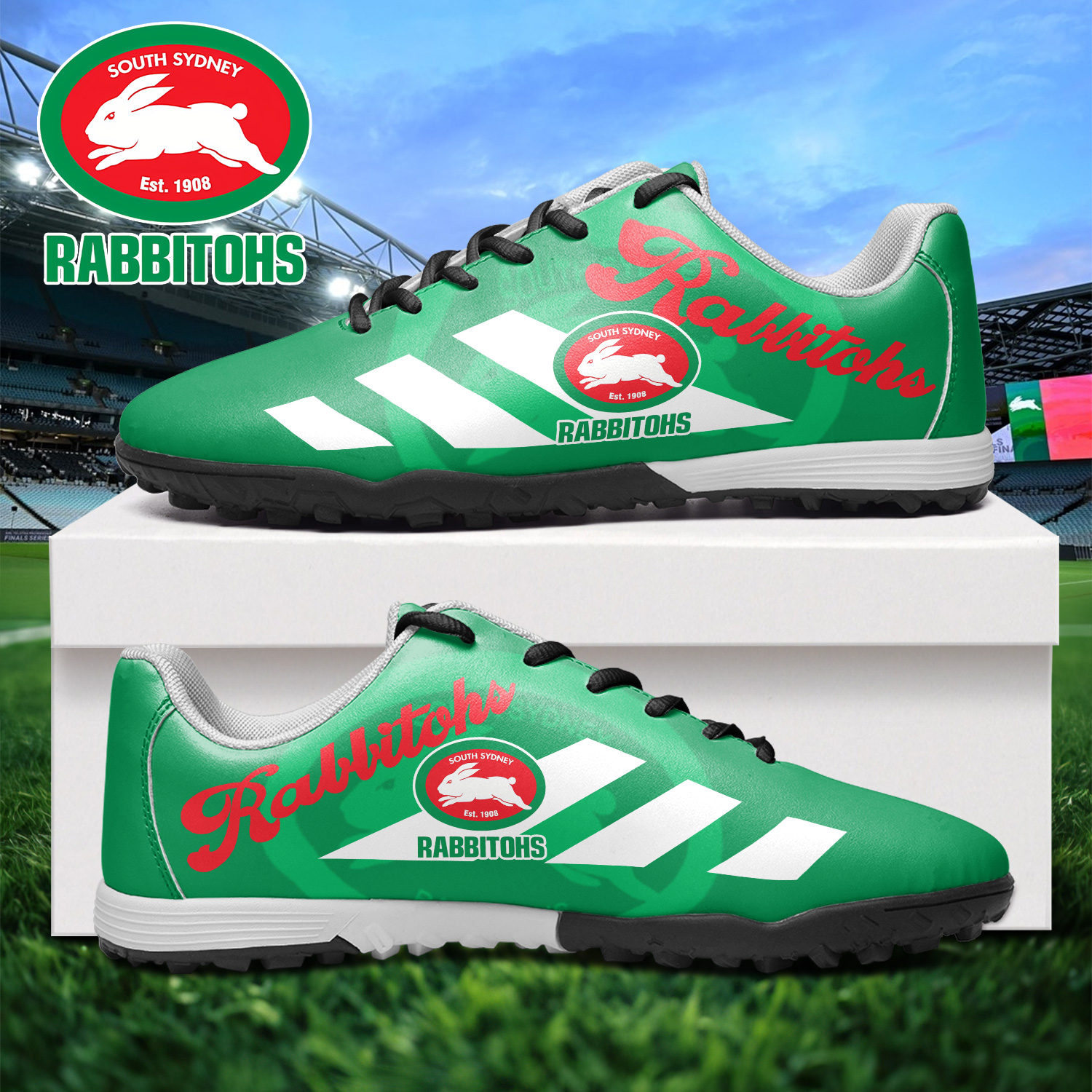 Auspiritmerch South Sydney Rabbitohs Turf Football Shoes Gift For Fans