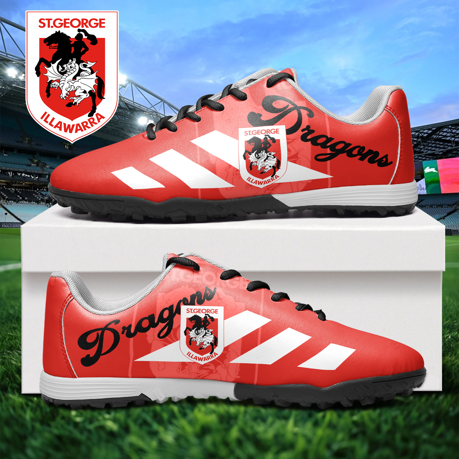 Auspiritmerch St. George Illawarra Dragons Turf Football Shoes Gift For Fans