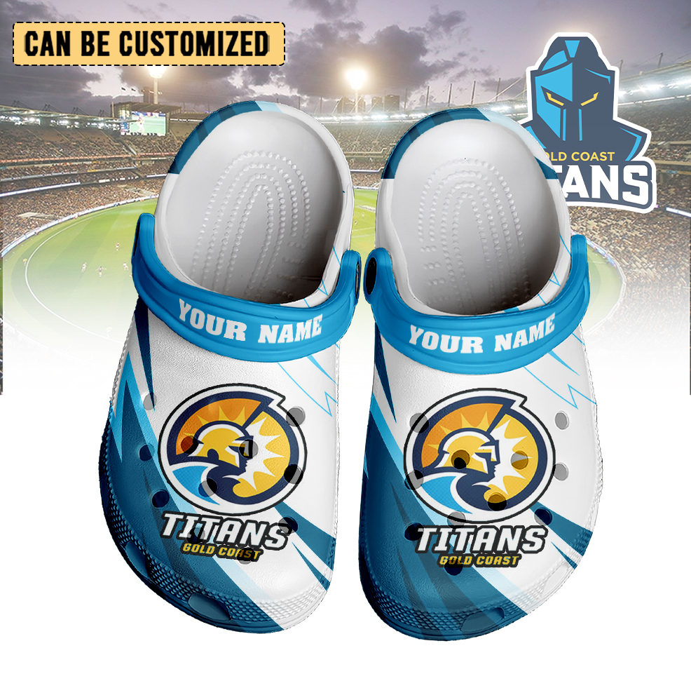 Auspiritmerch Gold Coast Titans Crocs Crocband Clogs Shoes Comfortable For Men Women and Kids