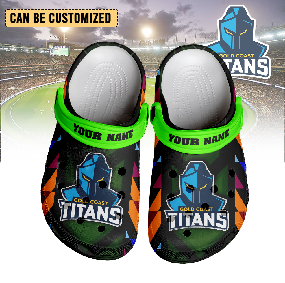 Auspiritmerch Gold Coast Titans Crocs Crocband Clogs Shoes Comfortable For Men Women and Kids