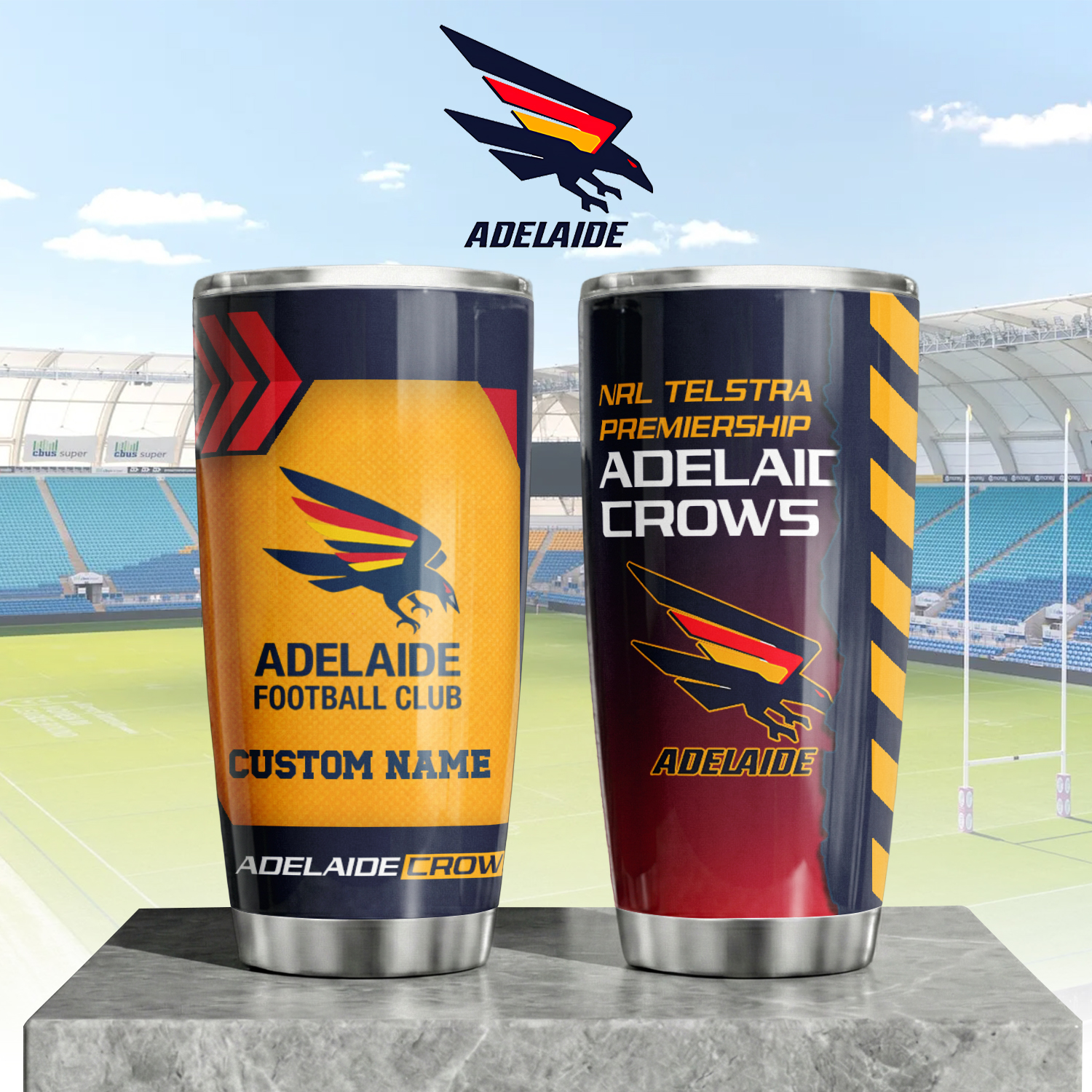 Auspiritmerch Adelaide Crows Custom Stanley Quencher 20oz Stainless Steel Tumbler