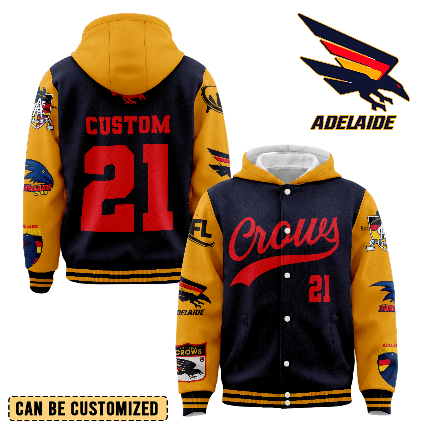 Auspiritmerch Adelaide Crows Personalized Hoodie Baseball Jacket Gift For Fans