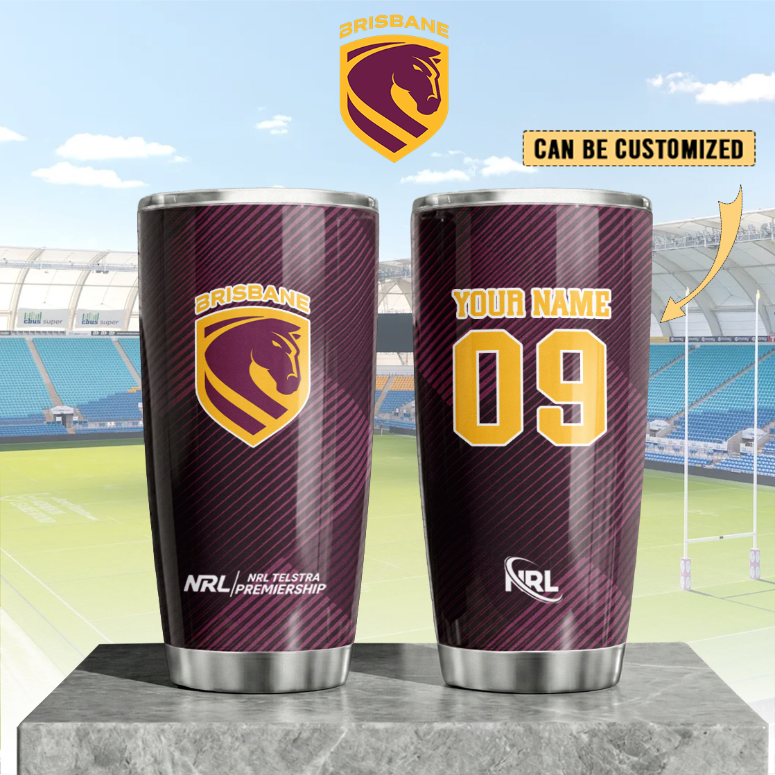 Auspiritmerch Brisbane Broncos Custom Stanley Quencher 20oz Stainless Steel Tumbler