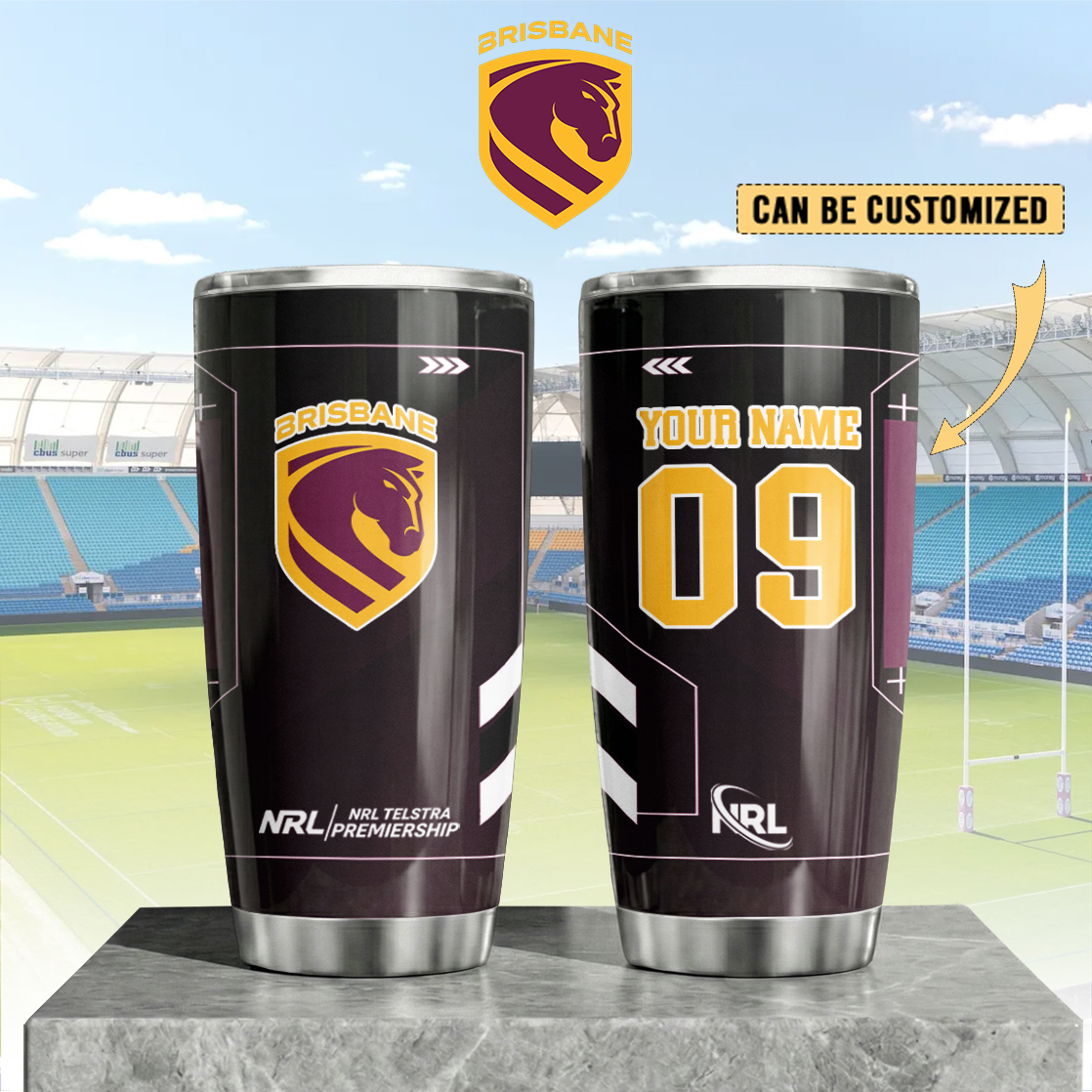 Auspiritmerch Brisbane Broncos Custom Stanley Quencher 20oz Stainless Steel Tumbler