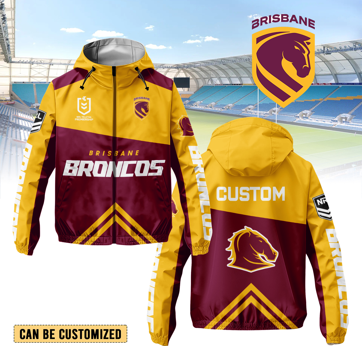 Auspiritmerch Brisbane Broncos Personalized Sports Windbreaker Jacket For Fans