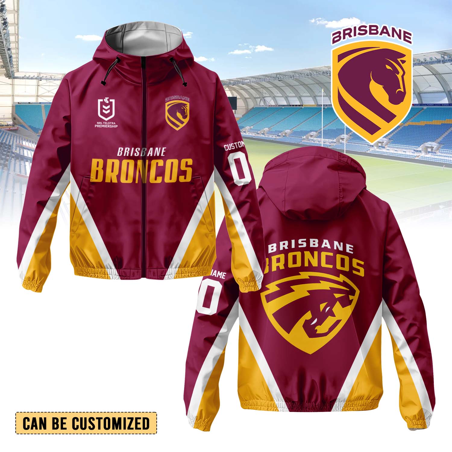 Auspiritmerch Brisbane Broncos Personalized Sports Windbreaker Jacket For Fans