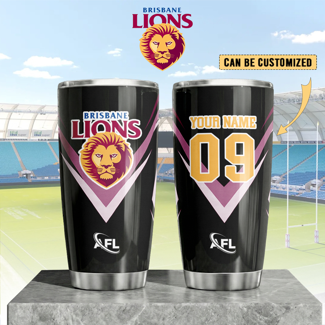 Auspiritmerch Brisbane Lions Custom Stanley Quencher 20oz Stainless Steel Tumbler