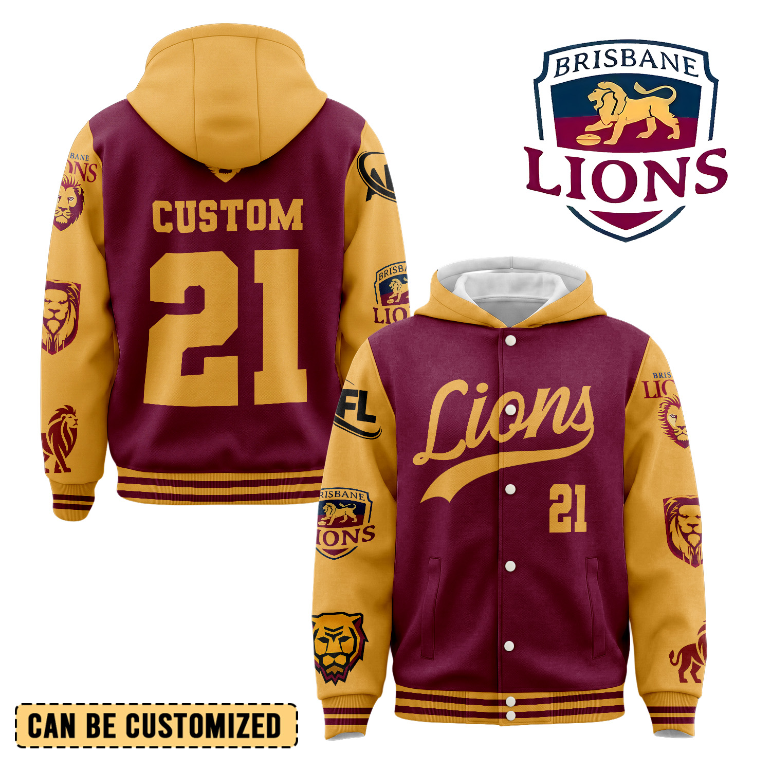 Auspiritmerch Brisbane Lions Personalized Hoodie Baseball Jacket Gift For Fans