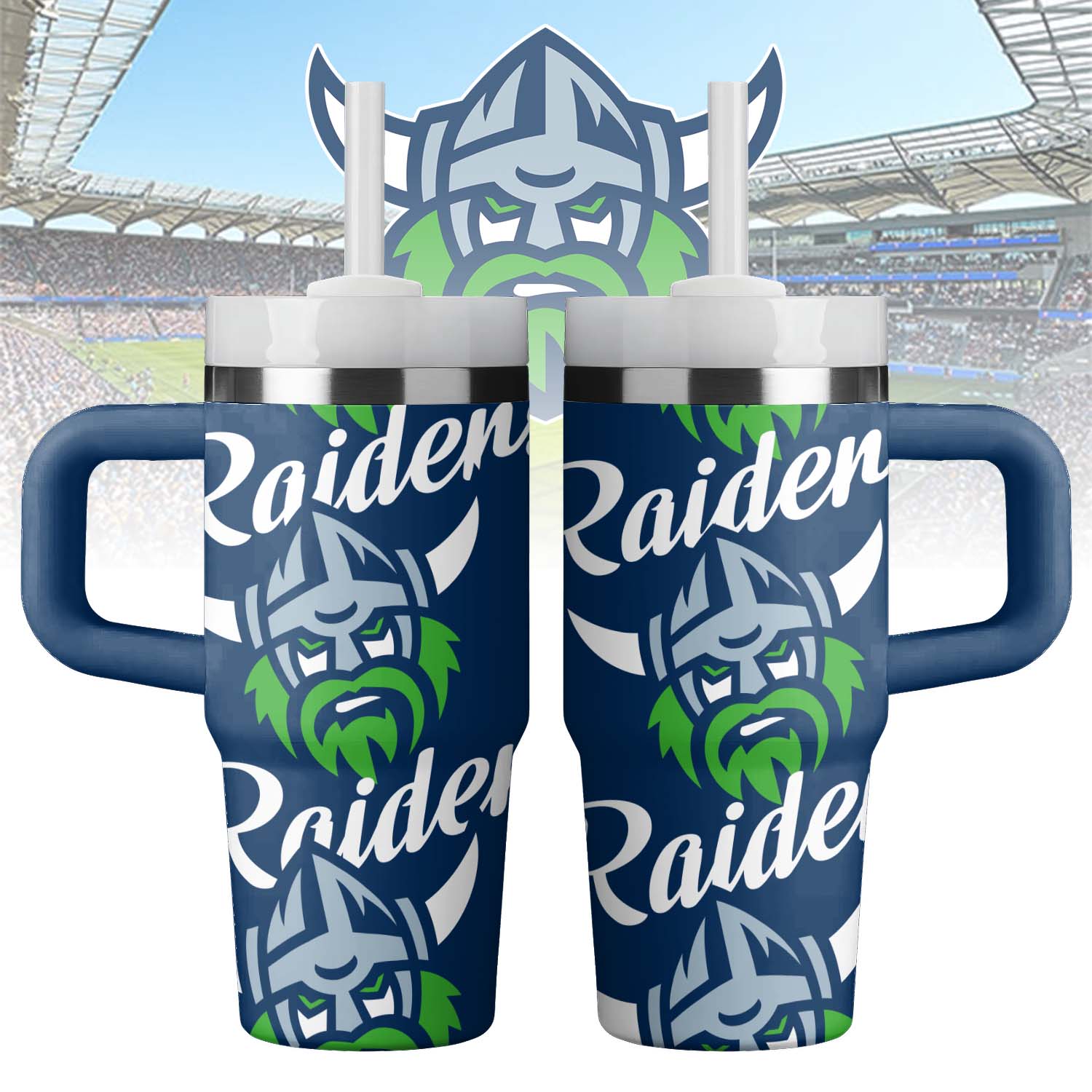 Auspiritmerch Canberra Raiders Custom Stanley Quencher 14oz Stainless Steel Tumbler With Handle