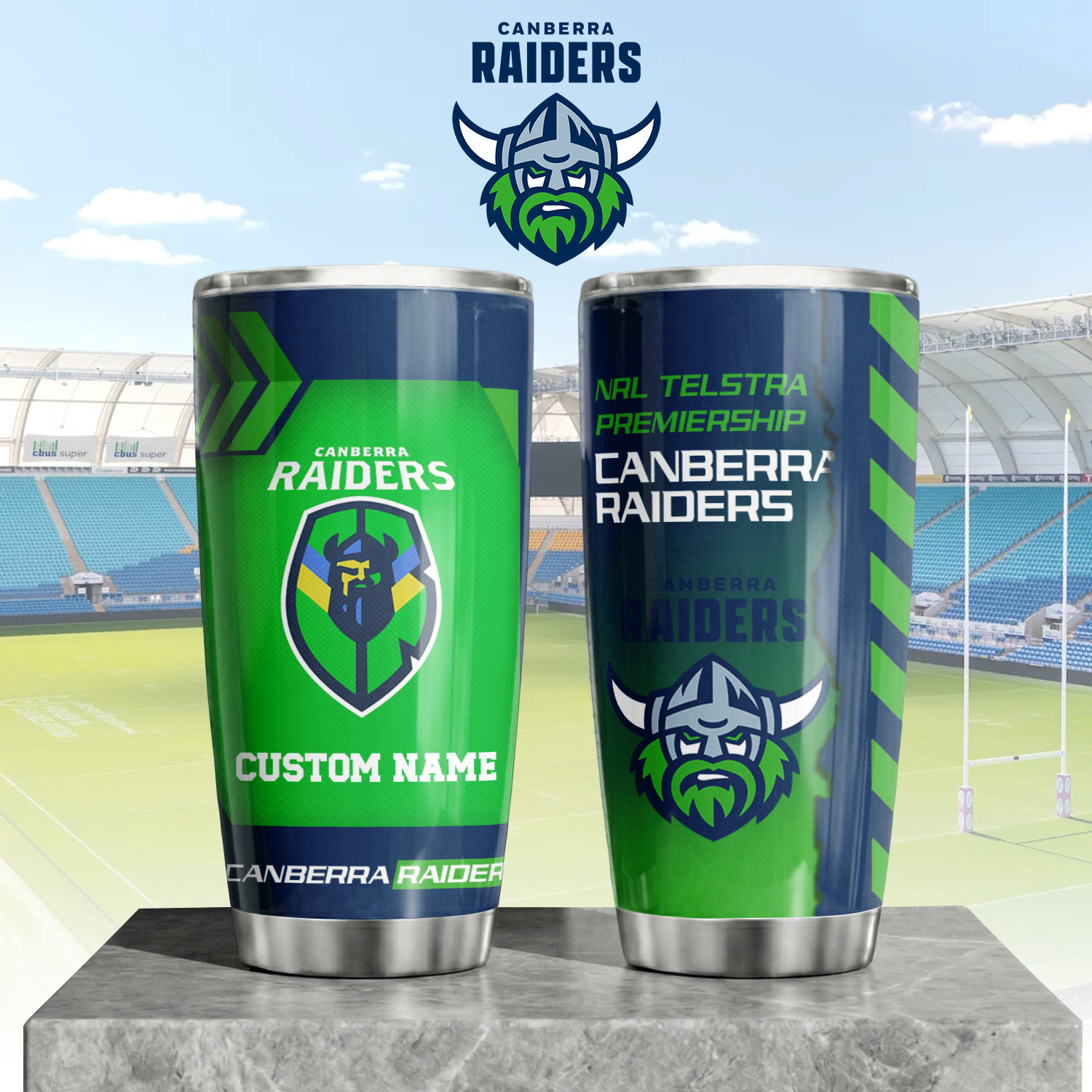 Auspiritmerch Canberra Raiders Custom Stanley Quencher 20oz Stainless Steel Tumbler