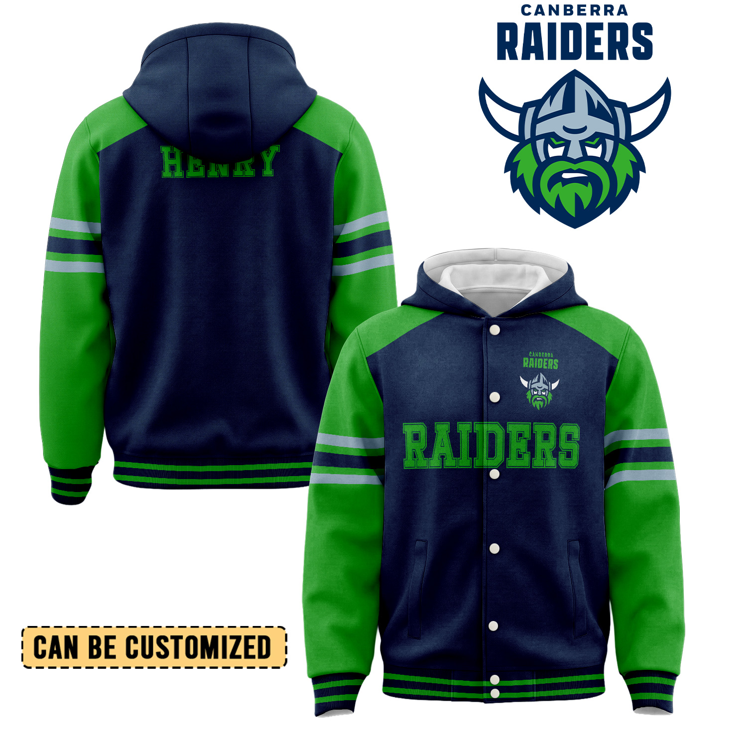 Auspiritmerch Canberra Raiders Personalized Hoodie Baseball Jacket Gift For Fans