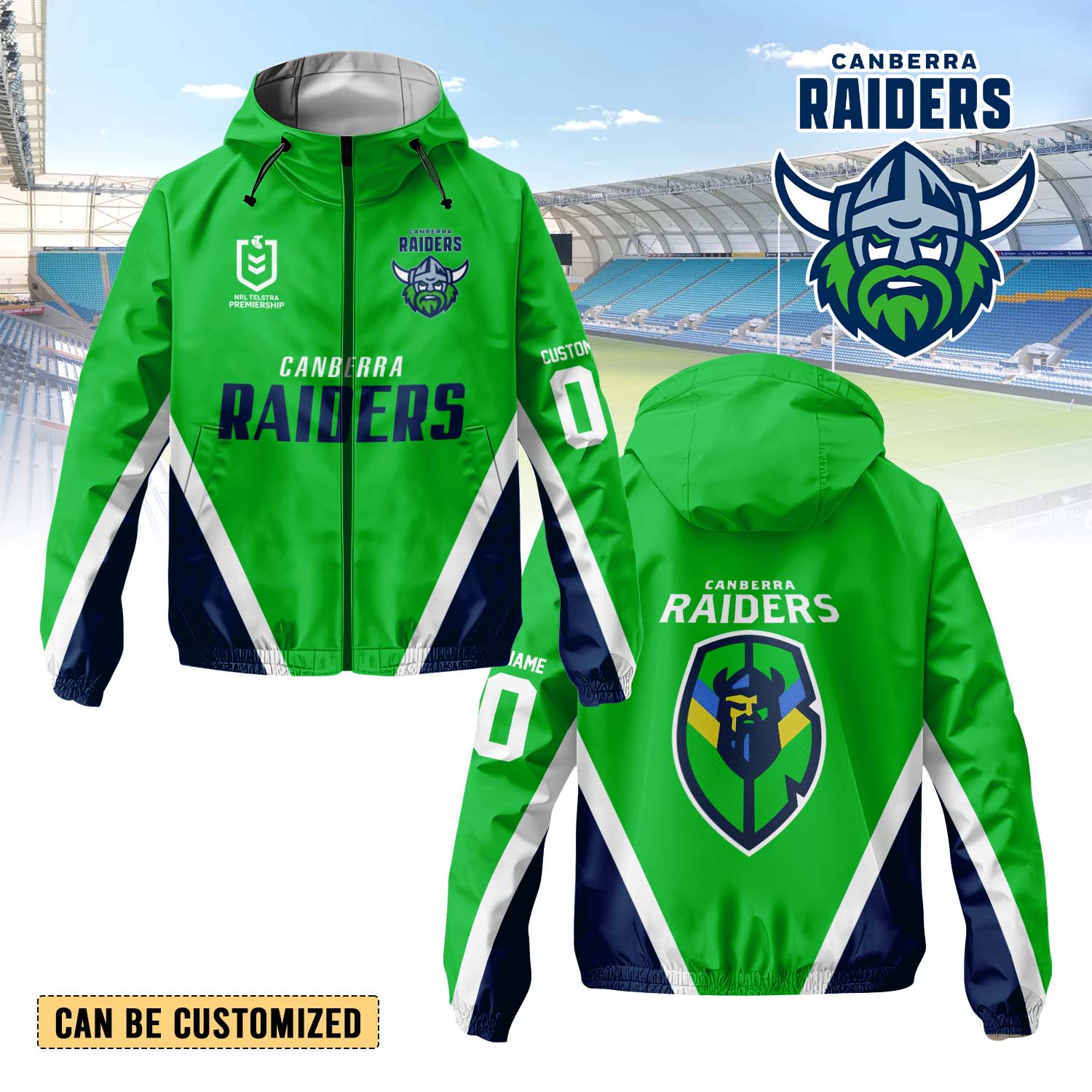 Auspiritmerch Canberra Raiders Personalized Sports Windbreaker Jacket For Fans