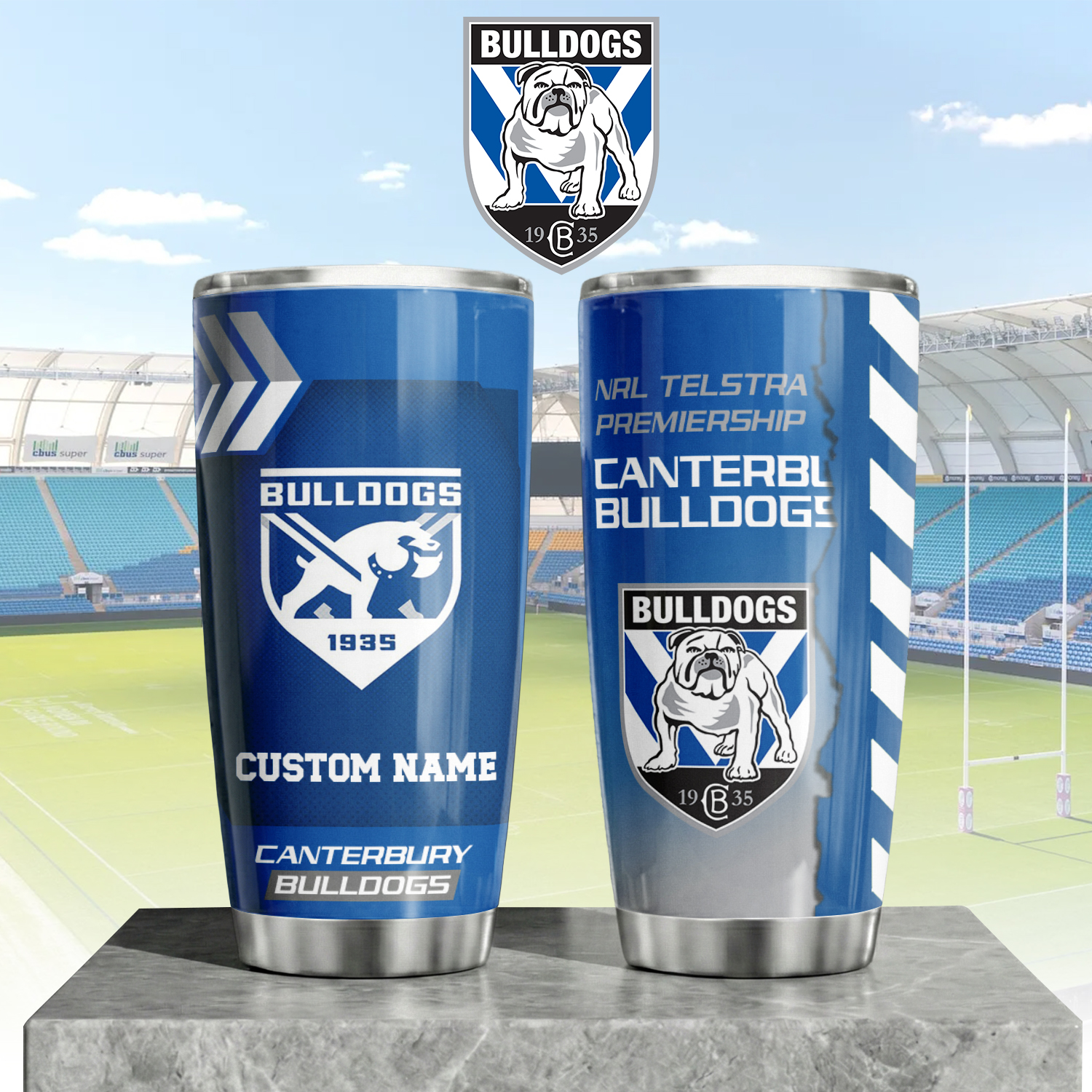 Auspiritmerch Canterbury-Bankstown Bulldogs Custom Stanley Quencher 20oz Stainless Steel Tumbler