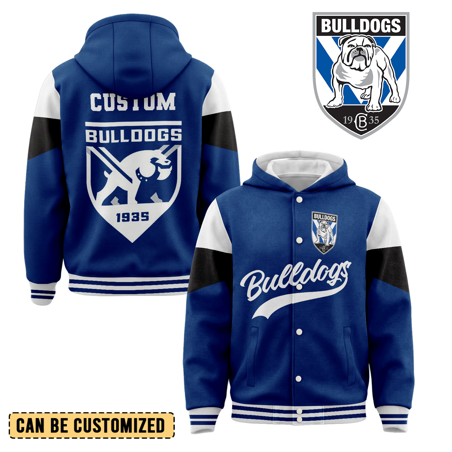 Auspiritmerch Canterbury-Bankstown Bulldogs Personalized Hoodie Baseball Jacket Gift For Fans