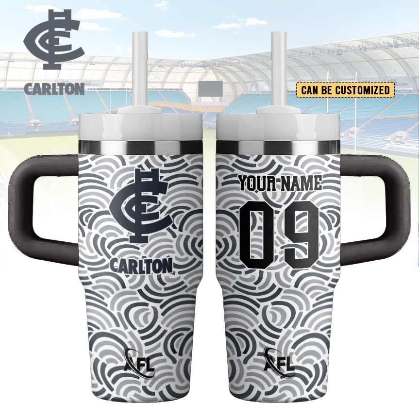 Auspiritmerch Carlton Blues Custom Stanley Quencher 14oz Stainless Steel Tumbler With Handle