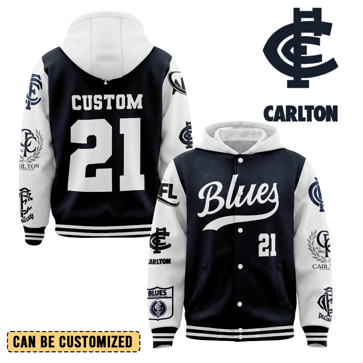 Auspiritmerch Carlton Blues Personalized Hoodie Baseball Jacket Gift For Fans