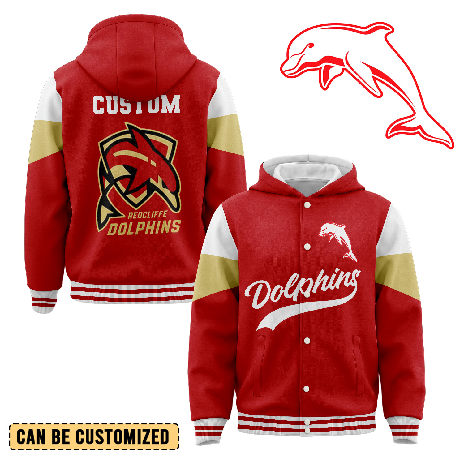 Auspiritmerch Dolphins Personalized Hoodie Baseball Jacket Gift For Fans