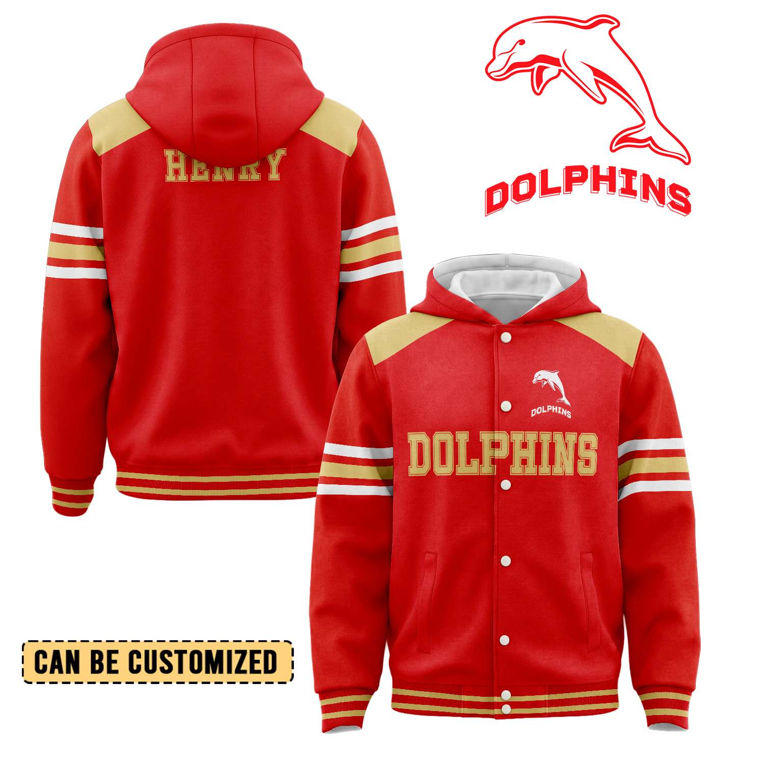 Auspiritmerch Dolphins Personalized Hoodie Baseball Jacket Gift For Fans