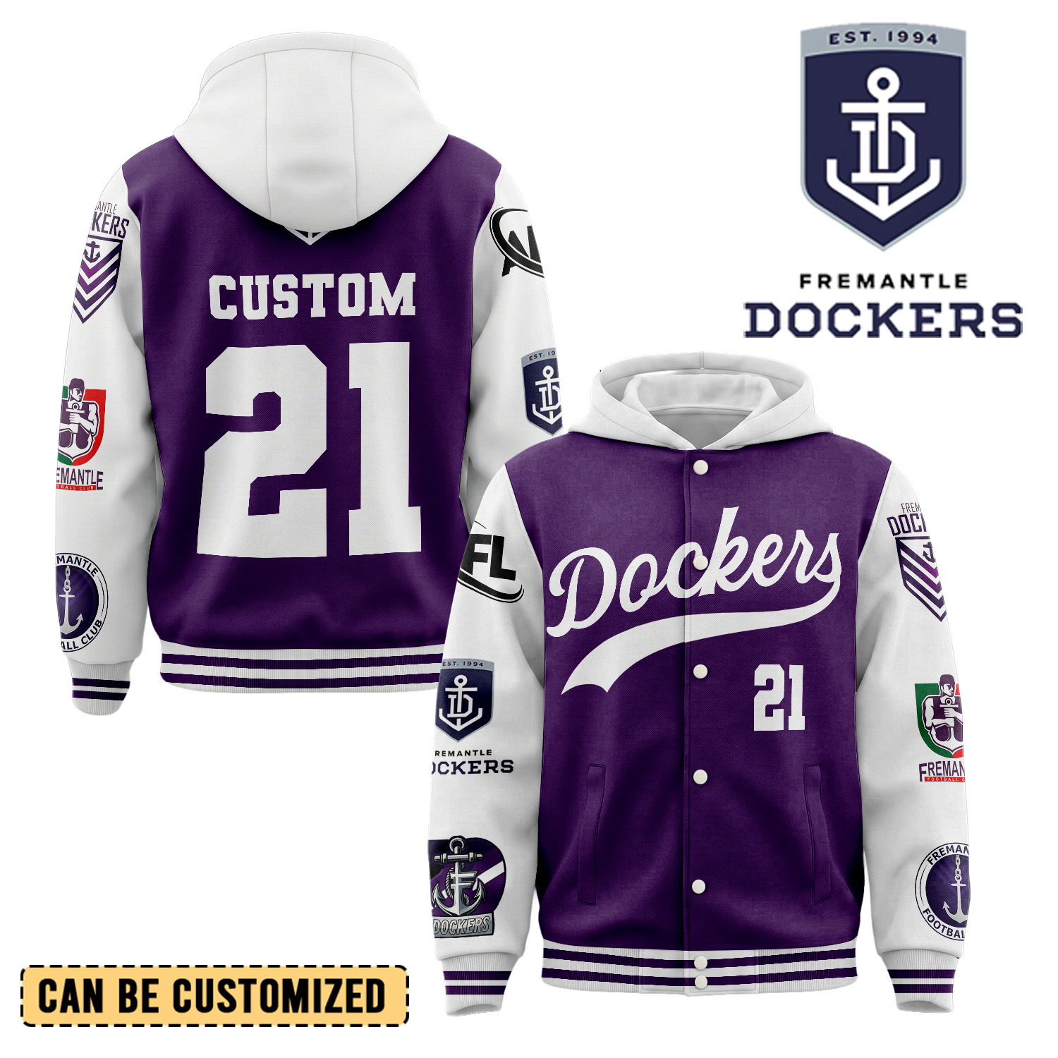 Auspiritmerch Fremantle Dockers Personalized Hoodie Baseball Jacket Gift For Fans
