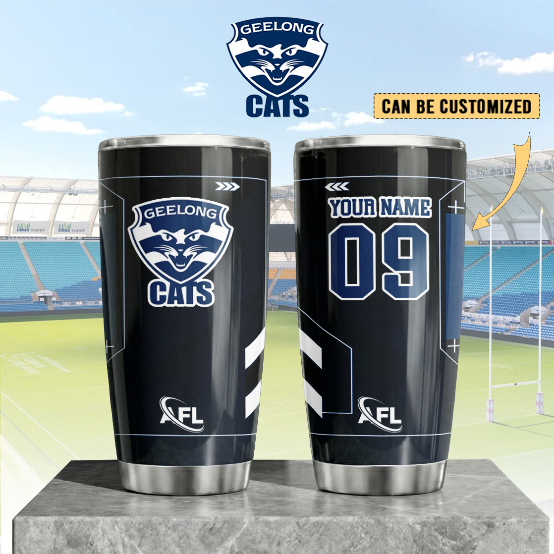 Auspiritmerch Geelong Cats Custom Stanley Quencher 20oz Stainless Steel Tumbler