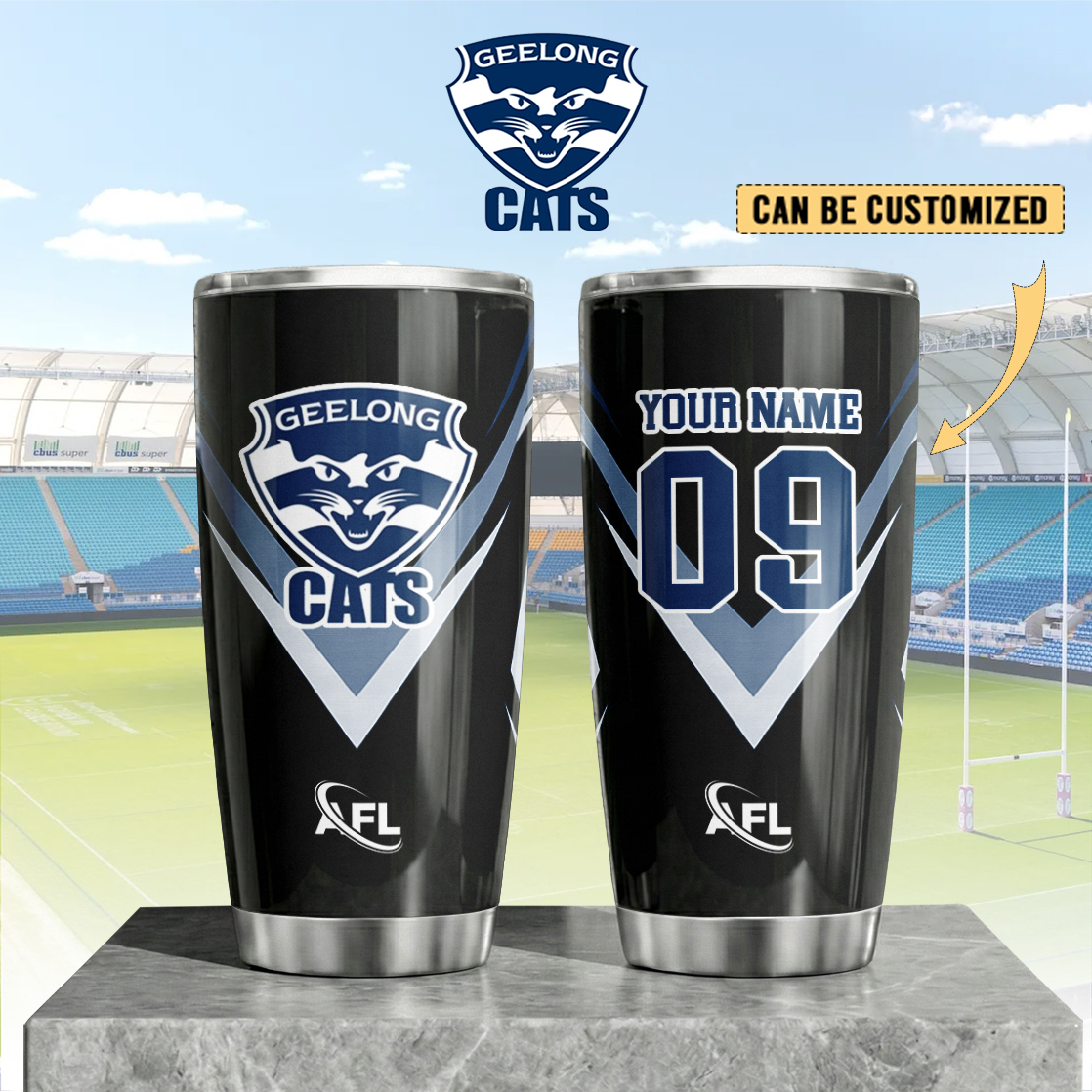 Auspiritmerch Geelong Cats Custom Stanley Quencher 20oz Stainless Steel Tumbler