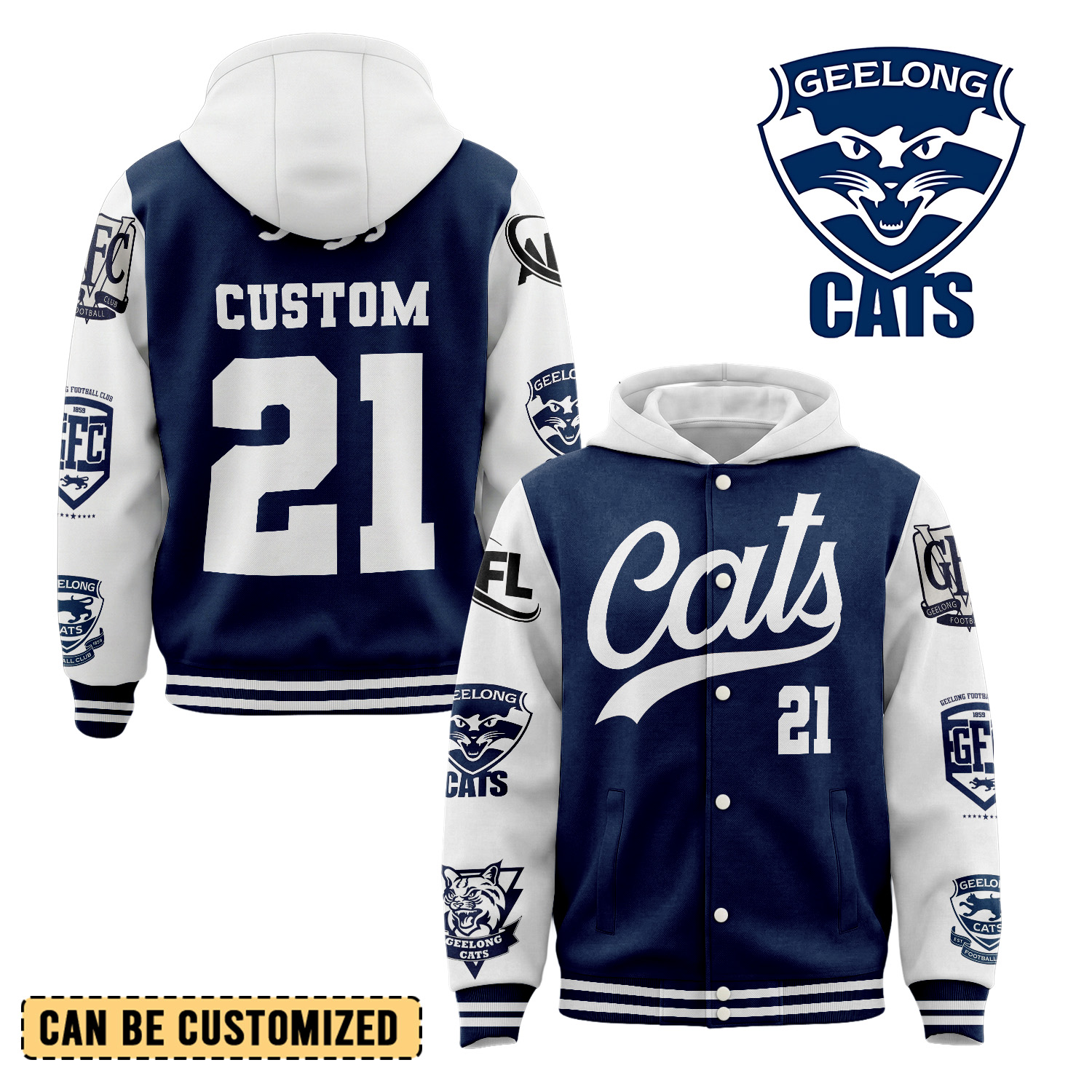 Auspiritmerch Geelong Cats Personalized Hoodie Baseball Jacket Gift For Fans