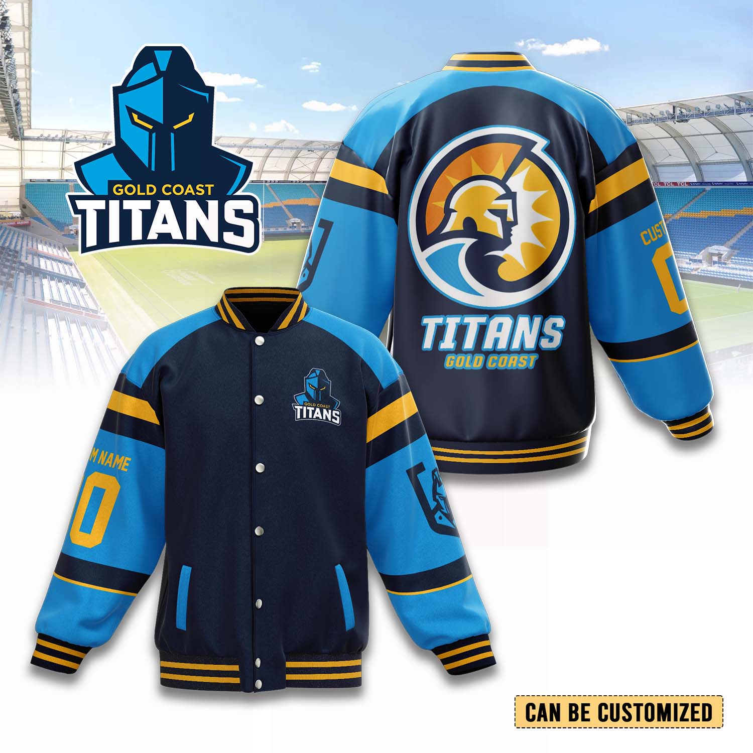 Auspiritmerch Gold Coast Titans Personalized Baseball Jacket Gifts For Fans