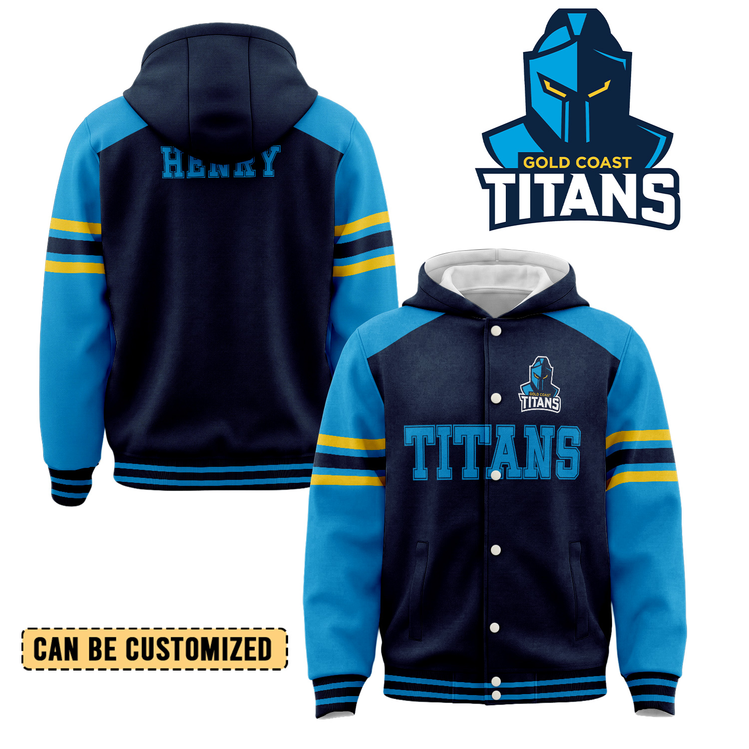 Auspiritmerch Gold Coast Titans Personalized Hoodie Baseball Jacket Gift For Fans