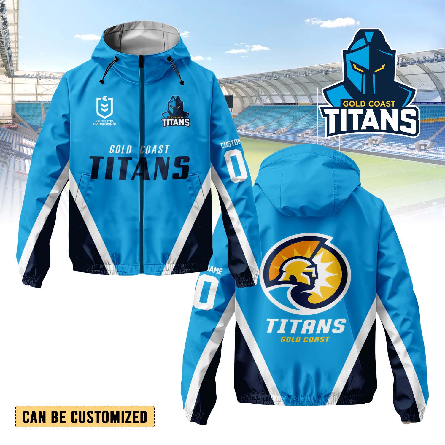 Auspiritmerch Gold Coast Titans Personalized Sports Windbreaker Jacket For Fans