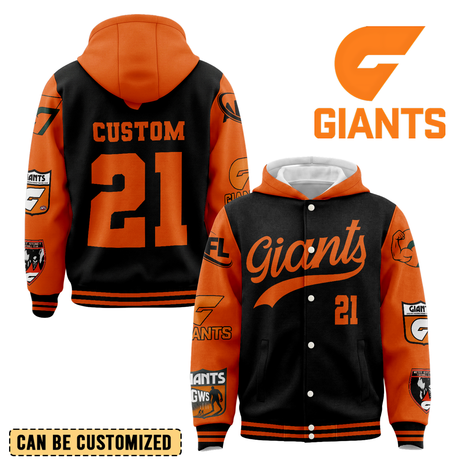 Auspiritmerch GWS Giants Personalized Hoodie Baseball Jacket Gift For Fans