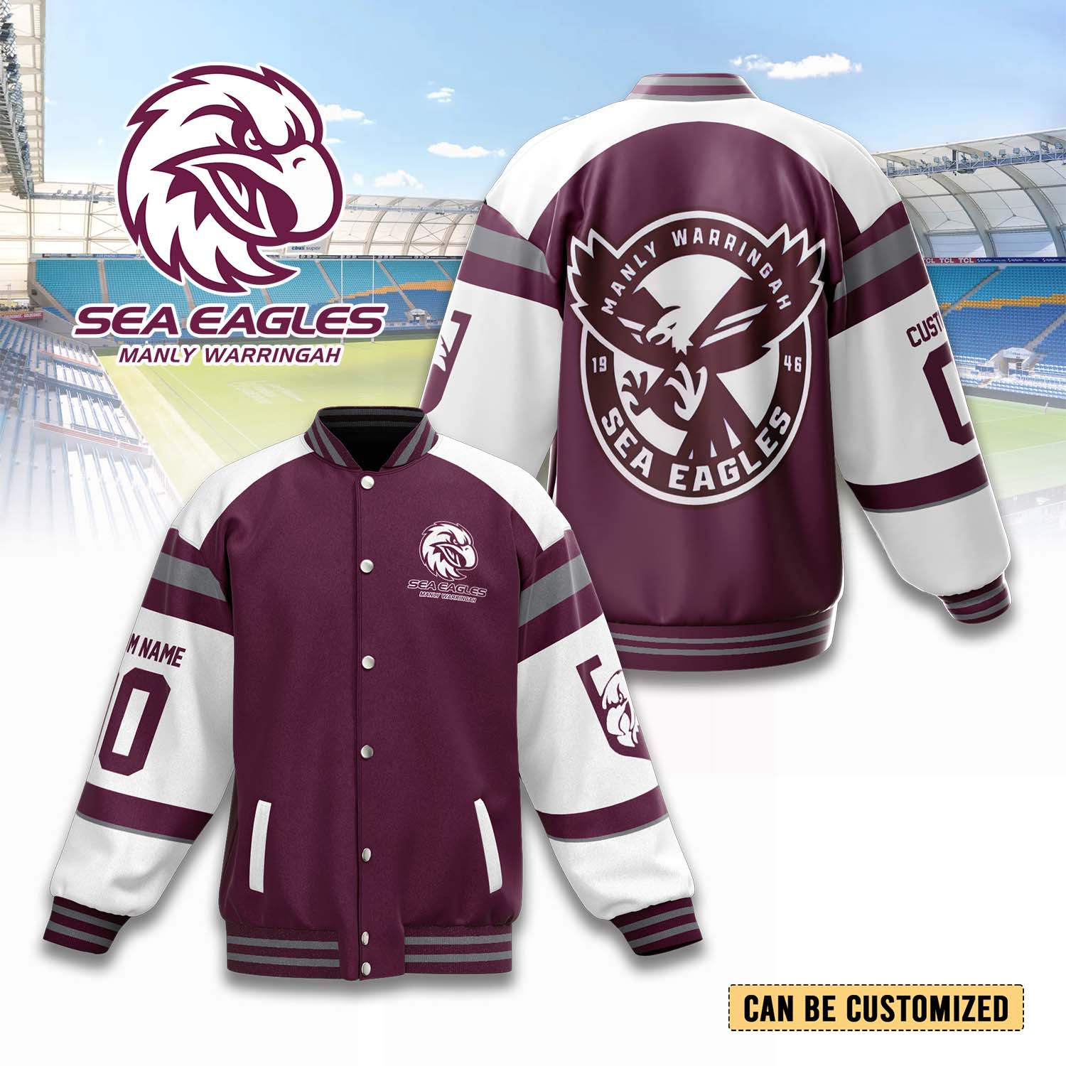 Auspiritmerch Manly Warringah Sea Eagles Personalized Baseball Jacket Gifts For Fans