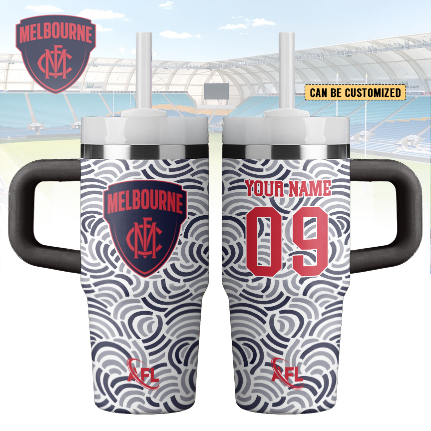 Auspiritmerch Melbourne Demons Custom Stanley Quencher 14oz Stainless Steel Tumbler With Handle