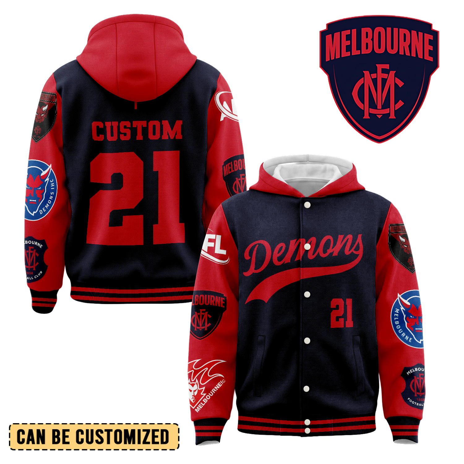 Auspiritmerch Melbourne Demons Personalized Hoodie Baseball Jacket Gift For Fans