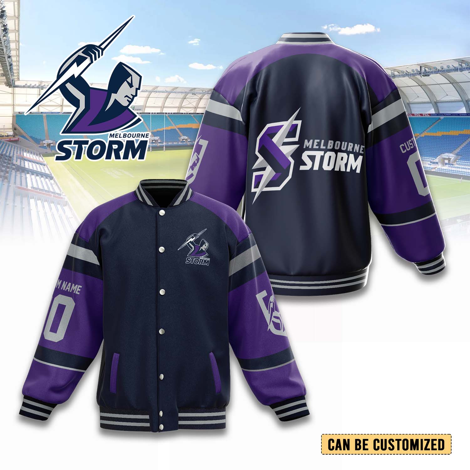 Auspiritmerch Melbourne Storm Personalized Baseball Jacket Gifts For Fans