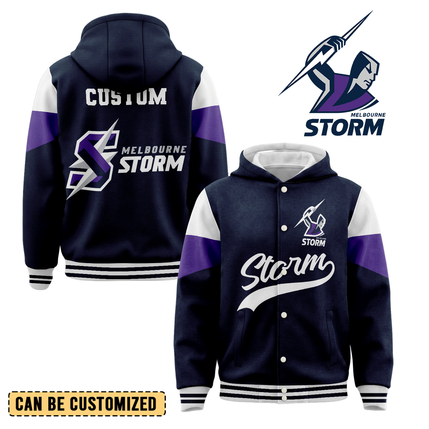 Auspiritmerch Melbourne Storm Personalized Hoodie Baseball Jacket Gift For Fans