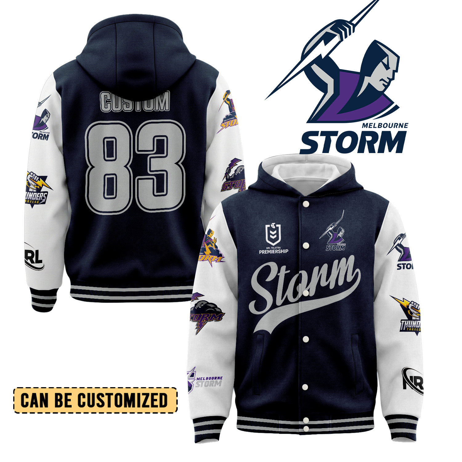 Auspiritmerch Melbourne Storm Personalized Hoodie Baseball Jacket Gift For Fans