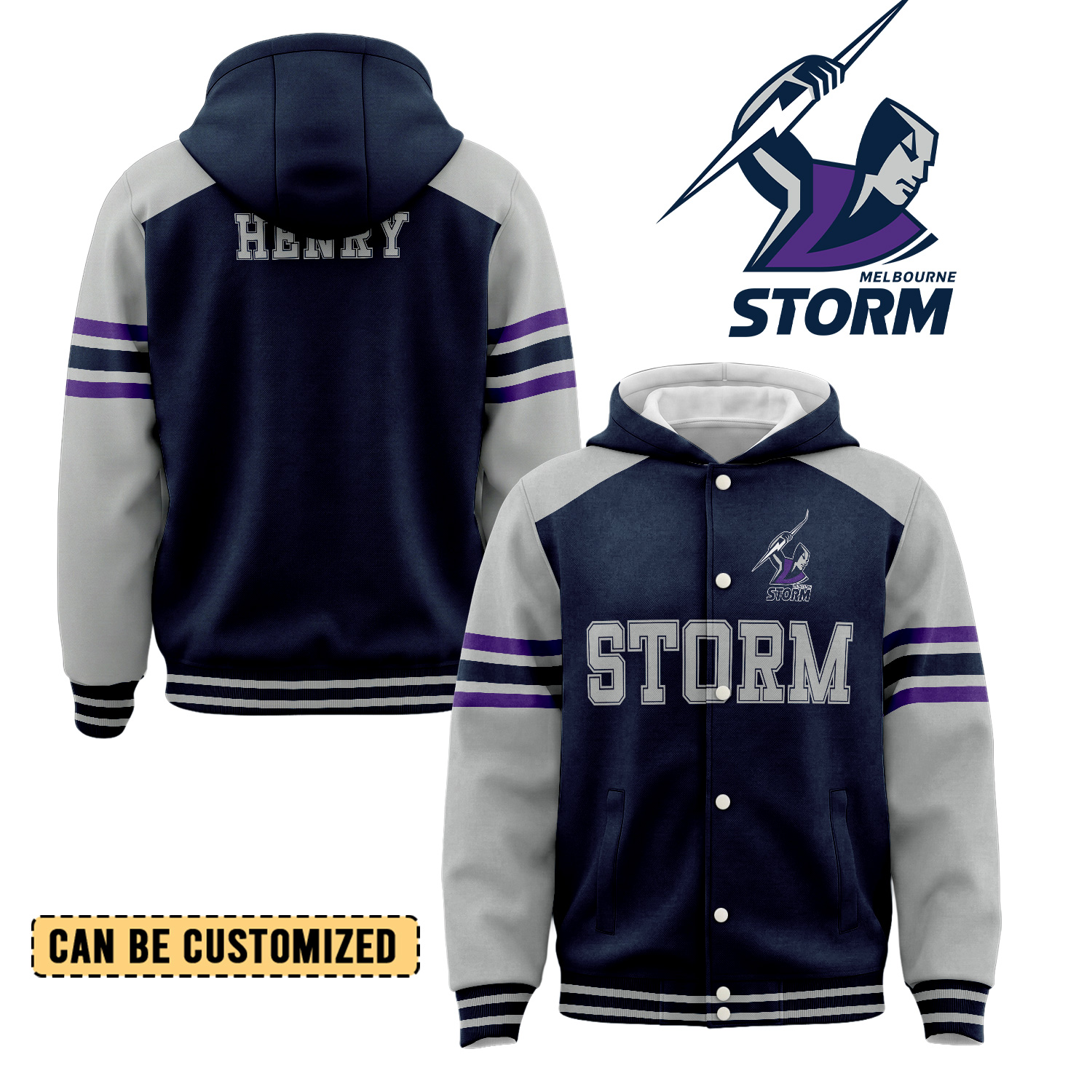 Auspiritmerch Melbourne Storm Personalized Hoodie Baseball Jacket Gift For Fans