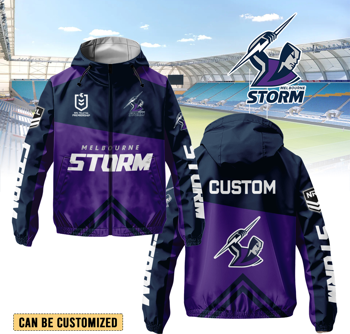 Auspiritmerch Melbourne Storm Personalized Sports Windbreaker Jacket For Fans