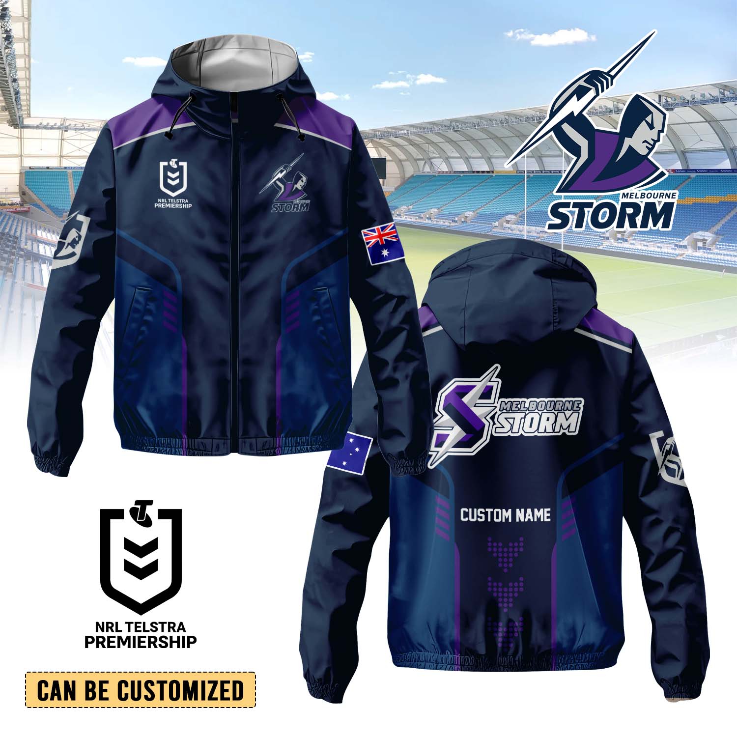 Auspiritmerch Melbourne Storm Personalized Sports Windbreaker Jacket For Fans