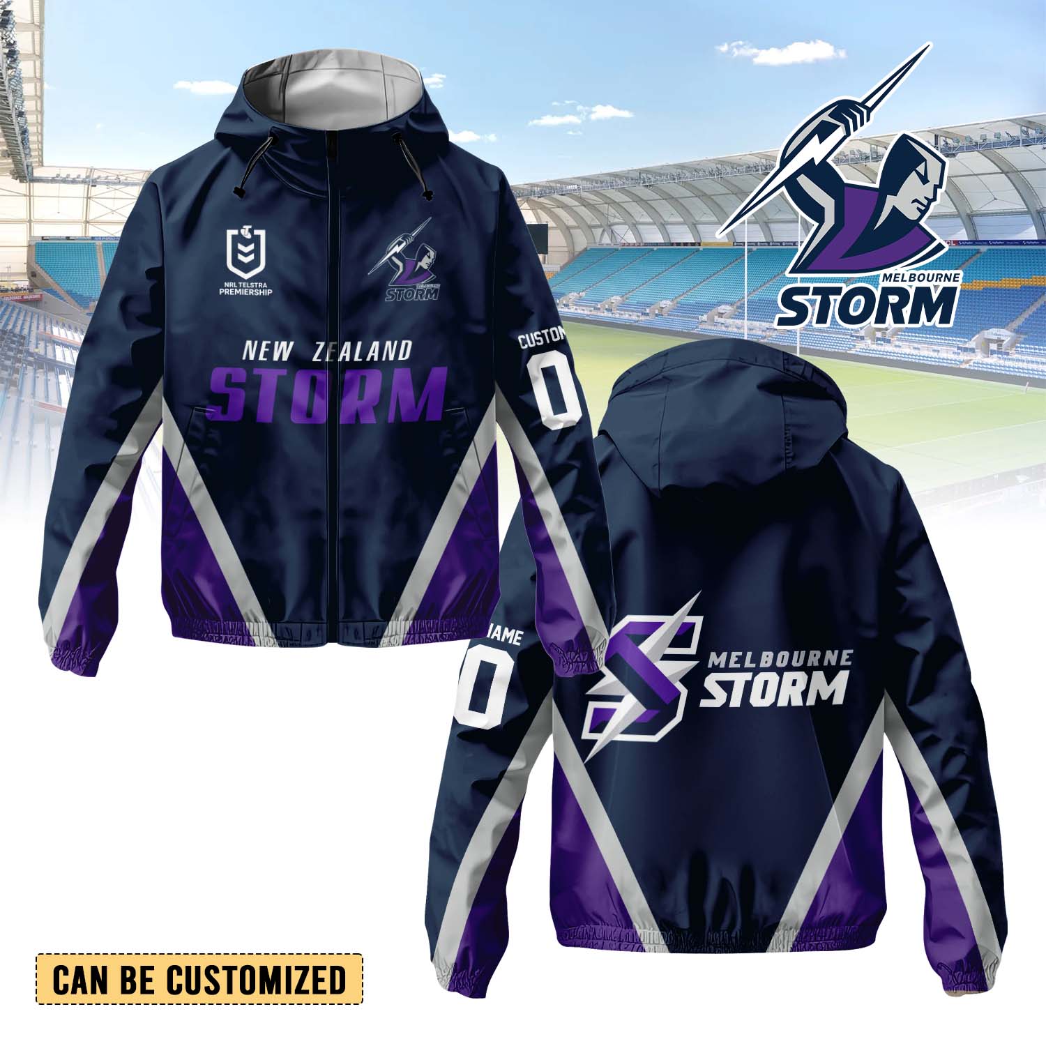 Auspiritmerch Melbourne Storm Personalized Sports Windbreaker Jacket For Fans