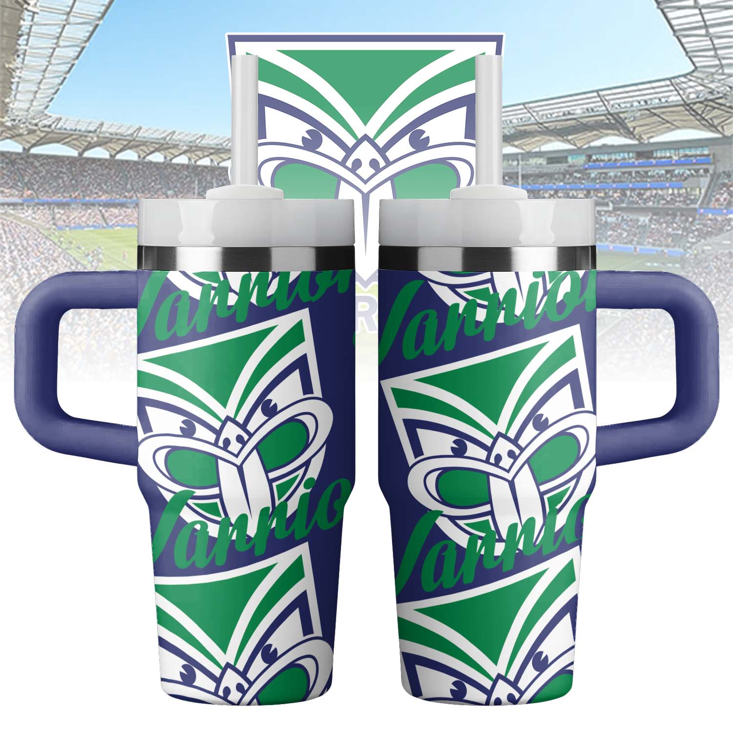 Auspiritmerch New Zealand Warriors Custom Stanley Quencher 14oz Stainless Steel Tumbler With Handle