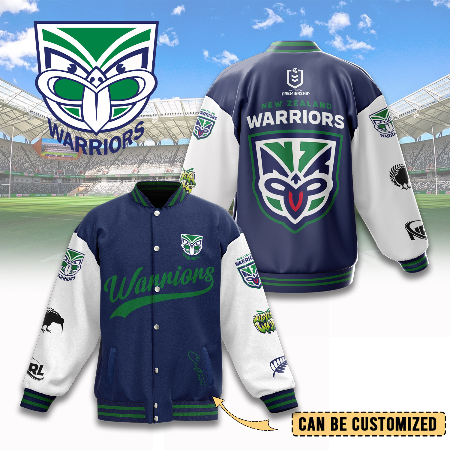 Auspiritmerch New Zealand Warriors Personalized Baseball Jacket Gifts For Fans