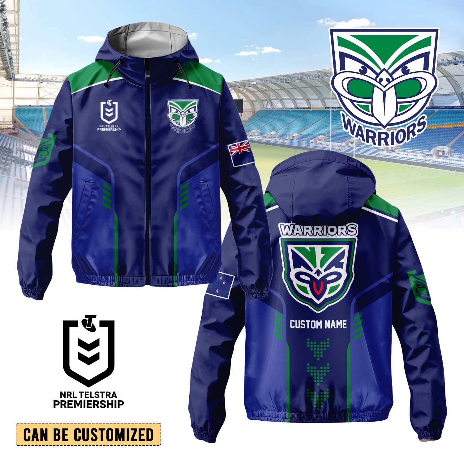 Auspiritmerch New Zealand Warriors Personalized Sports Windbreaker Jacket For Fans