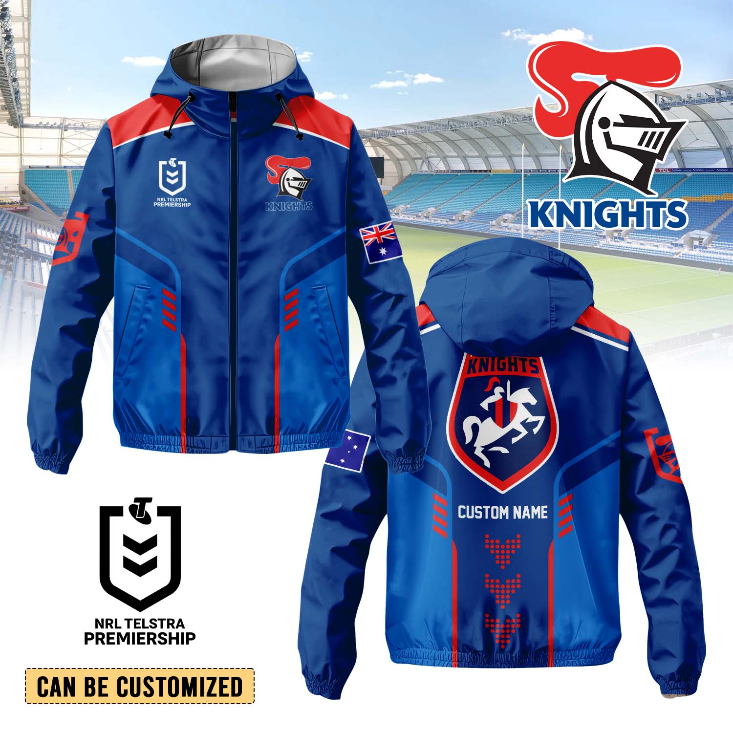 Auspiritmerch Newcastle Knights Personalized Sports Windbreaker Jacket For Fans