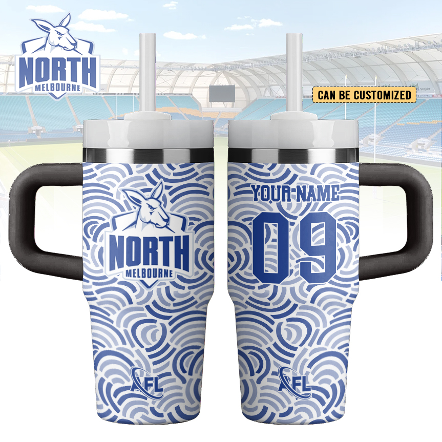 Auspiritmerch North Melbourne Custom Stanley Quencher 14oz Stainless Steel Tumbler With Handle