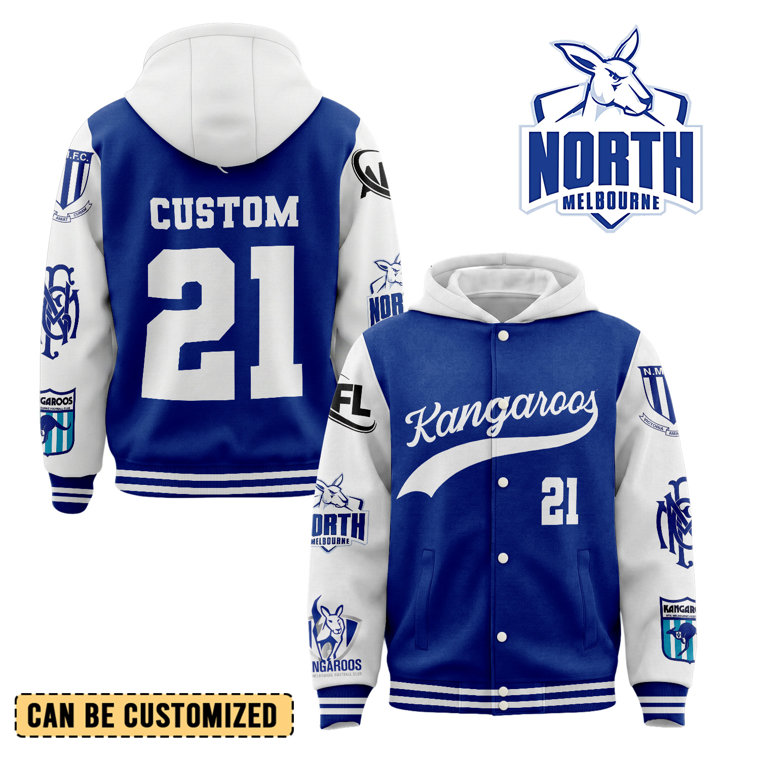 Auspiritmerch North Melbourne Personalized Hoodie Baseball Jacket Gift For Fans