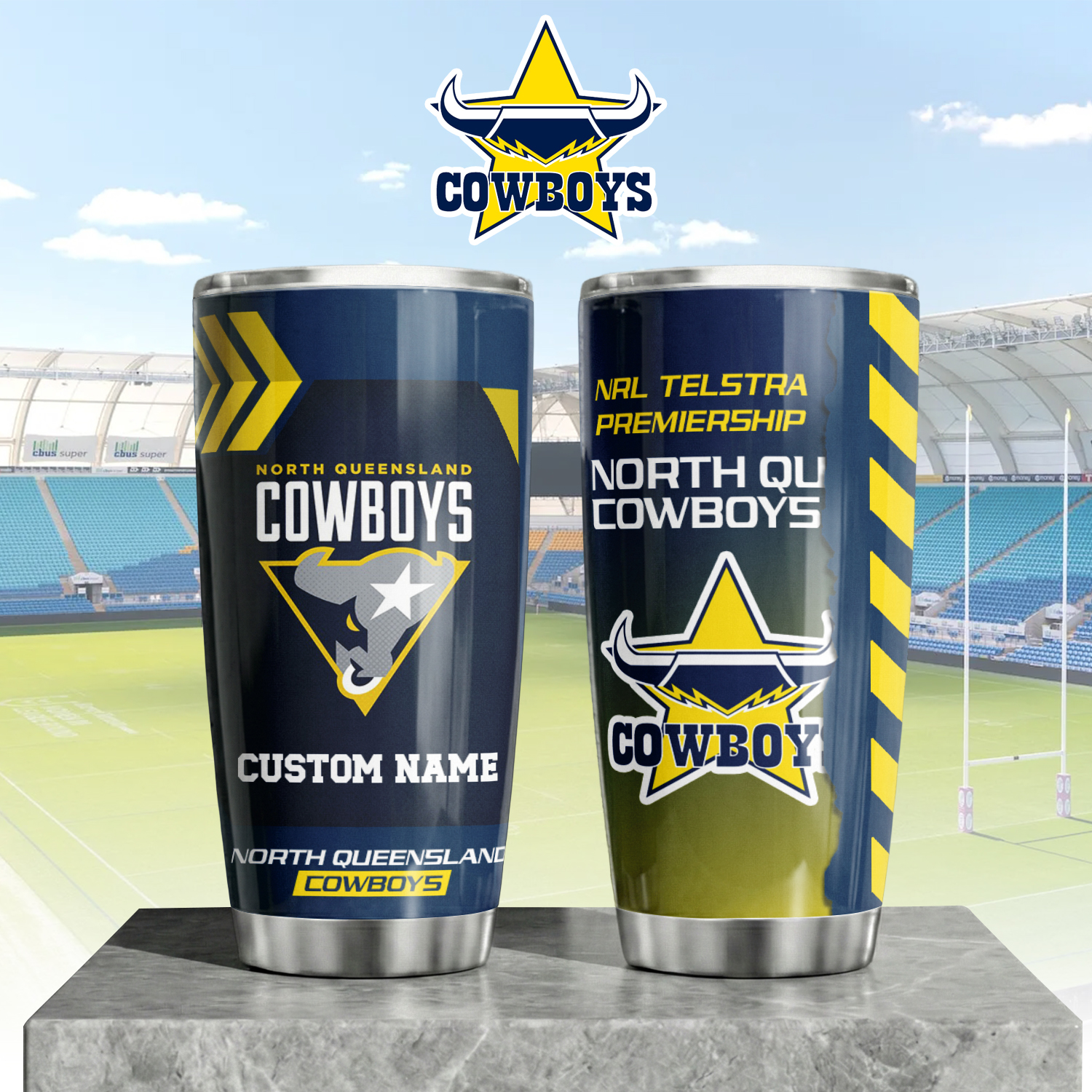 Auspiritmerch North Queensland Cowboys Custom Stanley Quencher 20oz Stainless Steel Tumbler