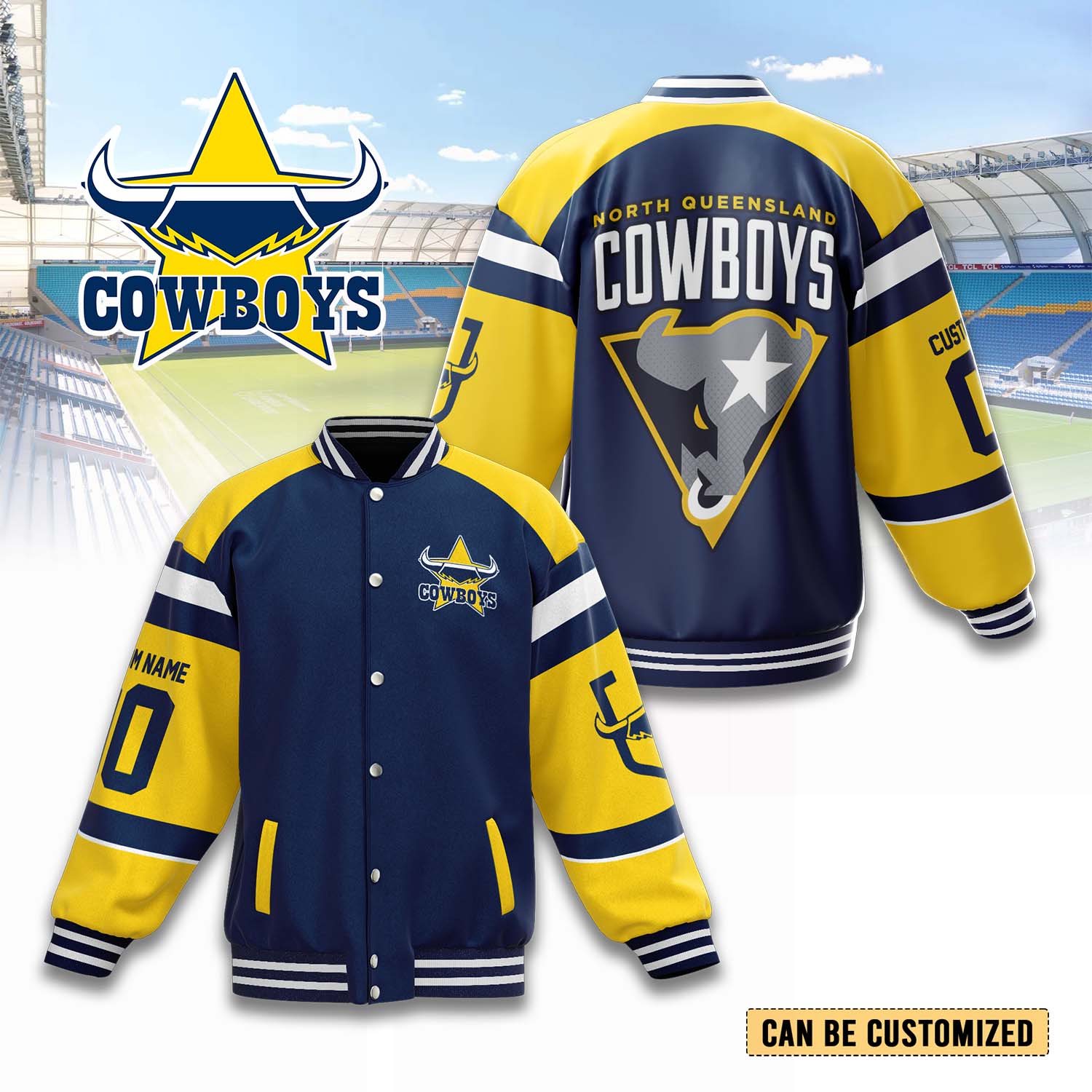Auspiritmerch North Queensland Cowboys Personalized Baseball Jacket Gifts For Fans